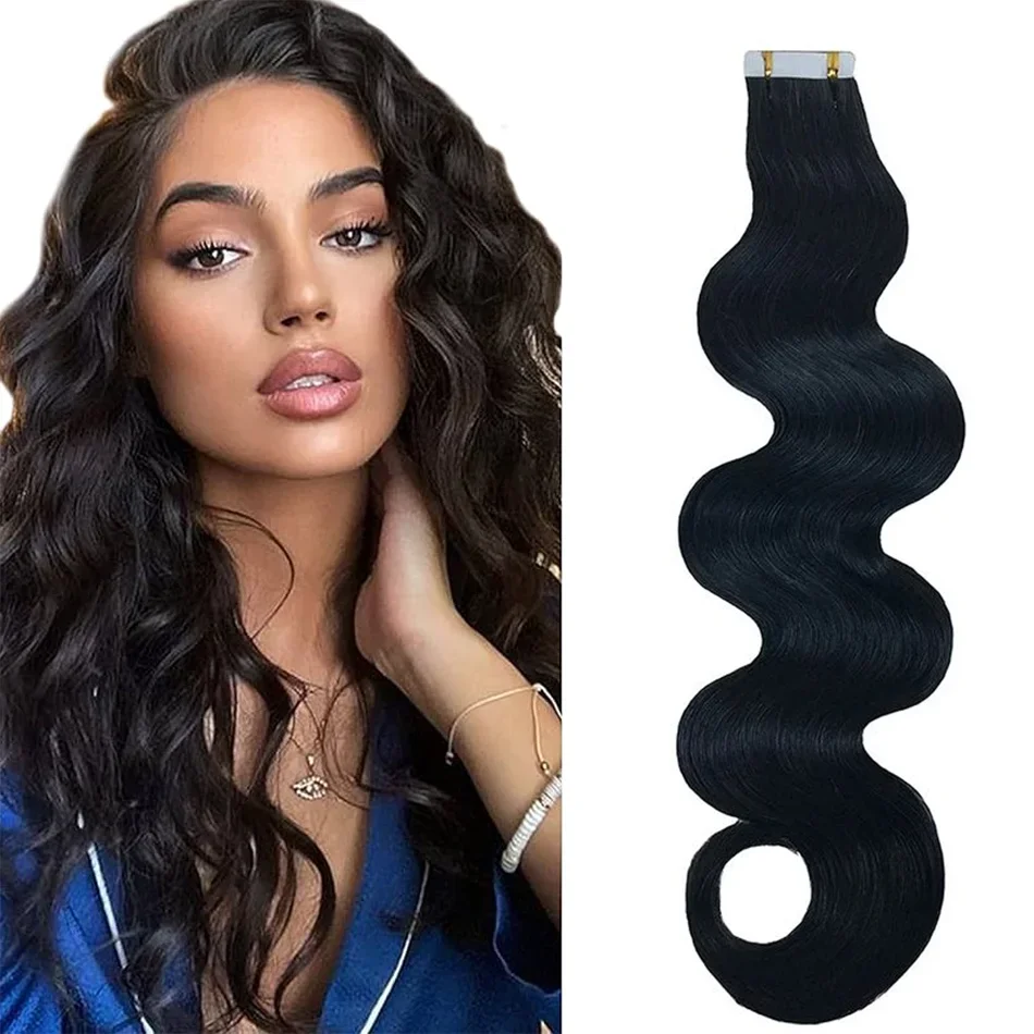 Extensii de păr ondulate, 50 g, 20 bucăți, extensii de păr natural negru, păr uman real, pentru femei_voghion.com