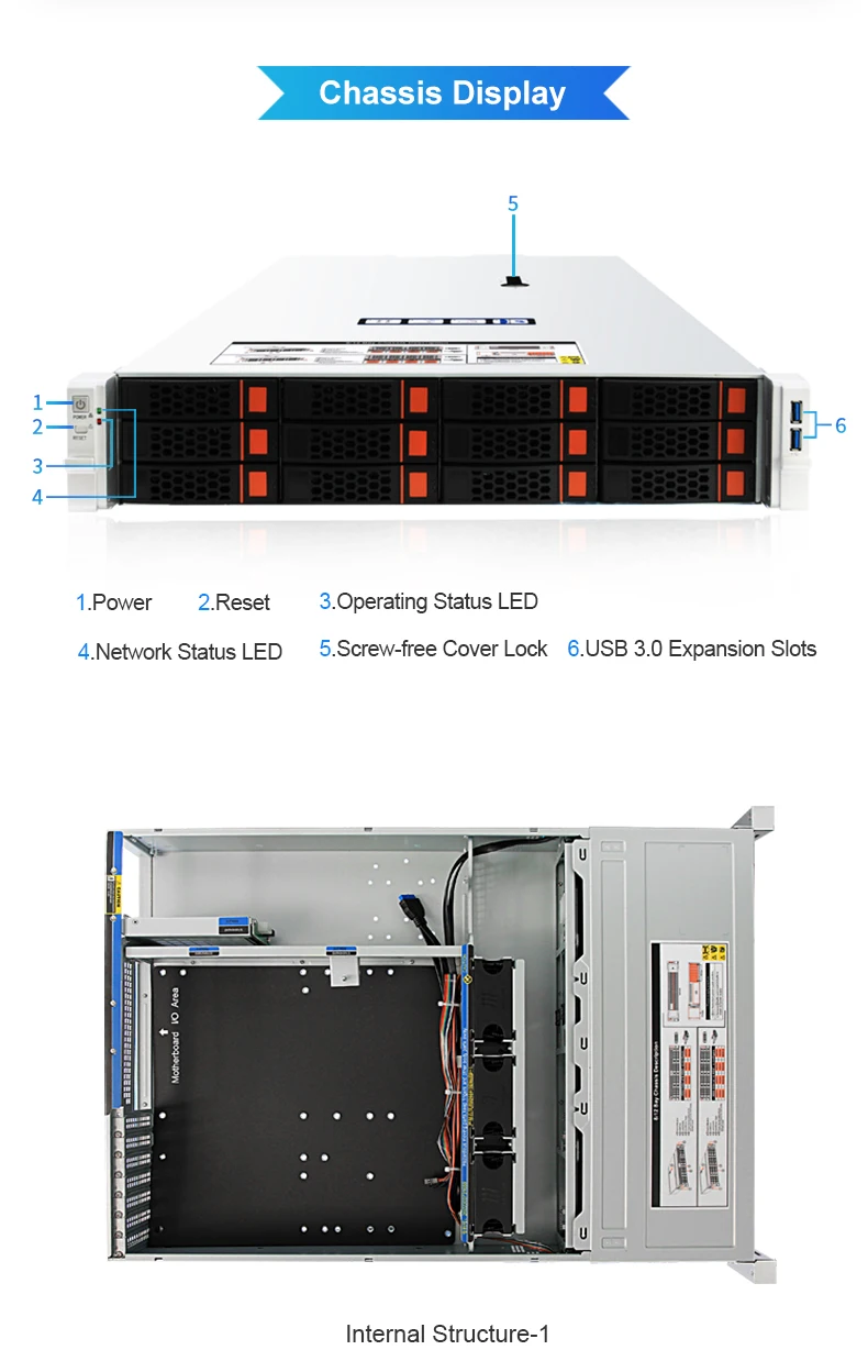 2U 12-bay Rackmount Chassis with Straight-through 4NVMe Backplane CC3K12-12S04N