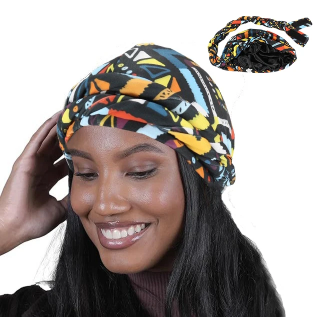 HZM-24285 African Stretch Turbans Headwear Print Head Scarf