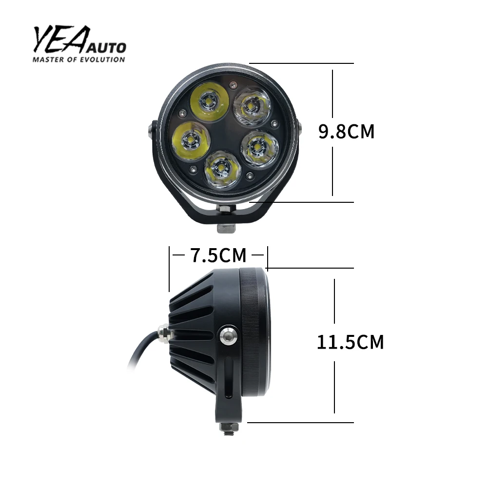 product ya dh5 5 led lens driving light 38 round motorcycle 38 inch yellow color cover headlight spot lamp universal spotlight-5
