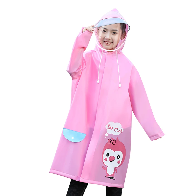 Kid EVA raincoat Waterproof Thickened rain coat Reusable Transparent Rain Jacket Clear Kids Tour Poncho