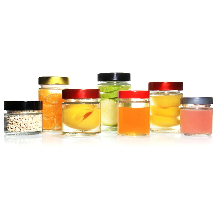 Round 100ml 200ml 300ml 500ml Chili Sauce Glass Jar Honey Glass Jar Spice Storage Jar with Metal Lid