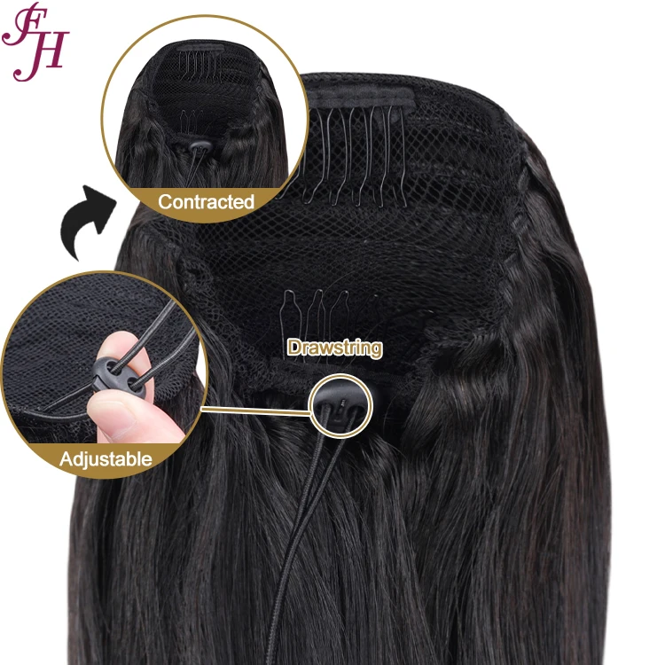 FH Afro Puff Drawstring Kinky Curly Ponytail Human Hair Straight Vietnamese Hair Afro Kinky Puff Ponytail