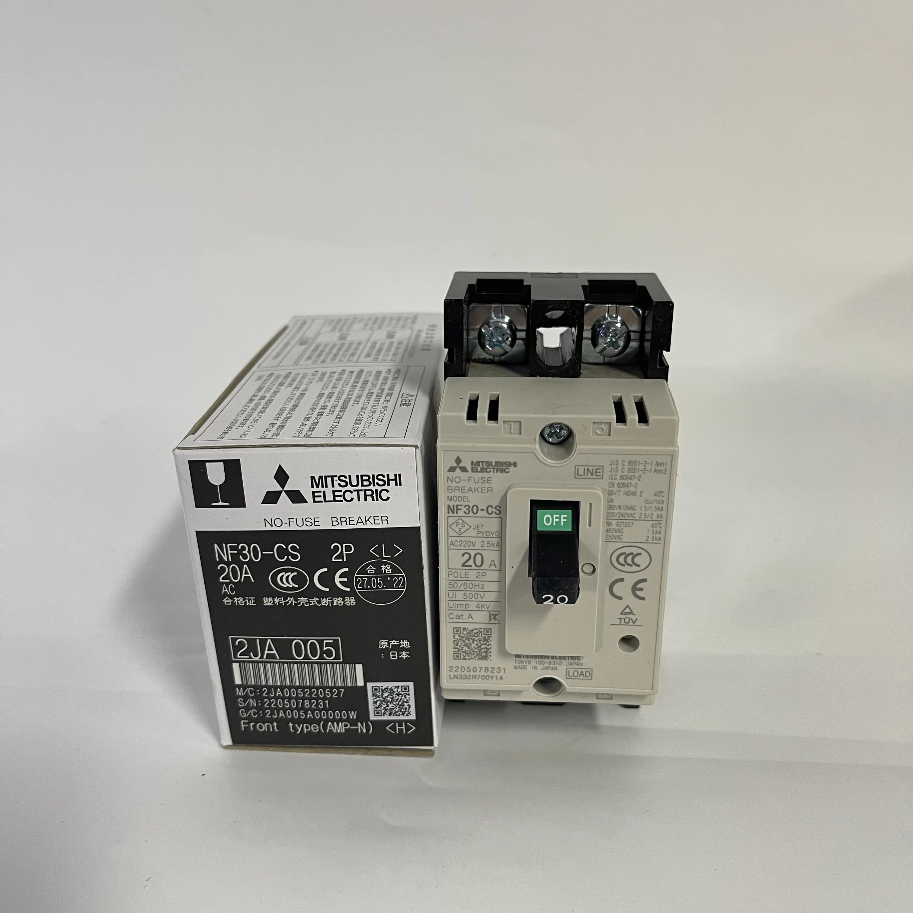 Mitsubishi No-Fuse Circuit Breaker NF30-CS 2P 20A Mitsubishi No-Fuse Circuit Breaker NF30-CS 2P 20A