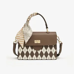 Fashionable women's tote bag custom printed ledis handbag sacs oblique embossed shoulder bag Crossbody bags