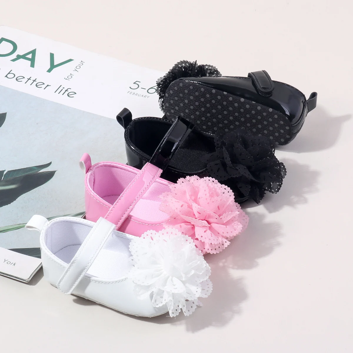 High Quality 2025 Spring Autumn Summer Big Flower Style Casual Shoes Anti-Slip Soft Soled Toddler Walking Newborn Shoe Girls