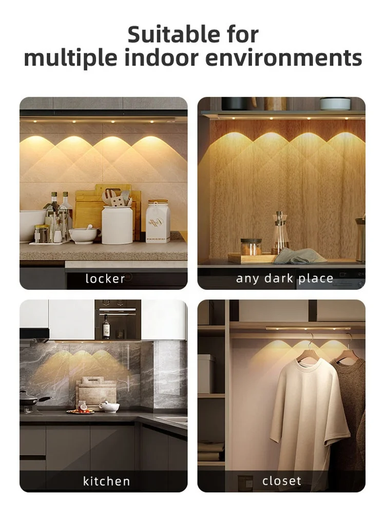Wholesale Factory Magnet Suction Motion Sensor Light LED 4000K 40cm Indoor USB Wireless Bedroom Bathroom Under Cabinet Lamp