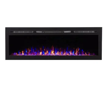 1500MM 60 Inch 1500W Traditional Decorative Flame Wall Mounted Insert Multi-color Crystal Electric Fireplace