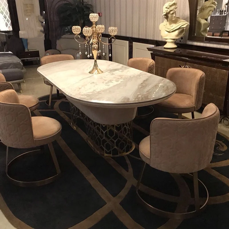 Italian Design Minimalist Slate Dining Table Simple Modern Restaurant Nordic Ins Marble Top Dining Table Set for Home Furniture
