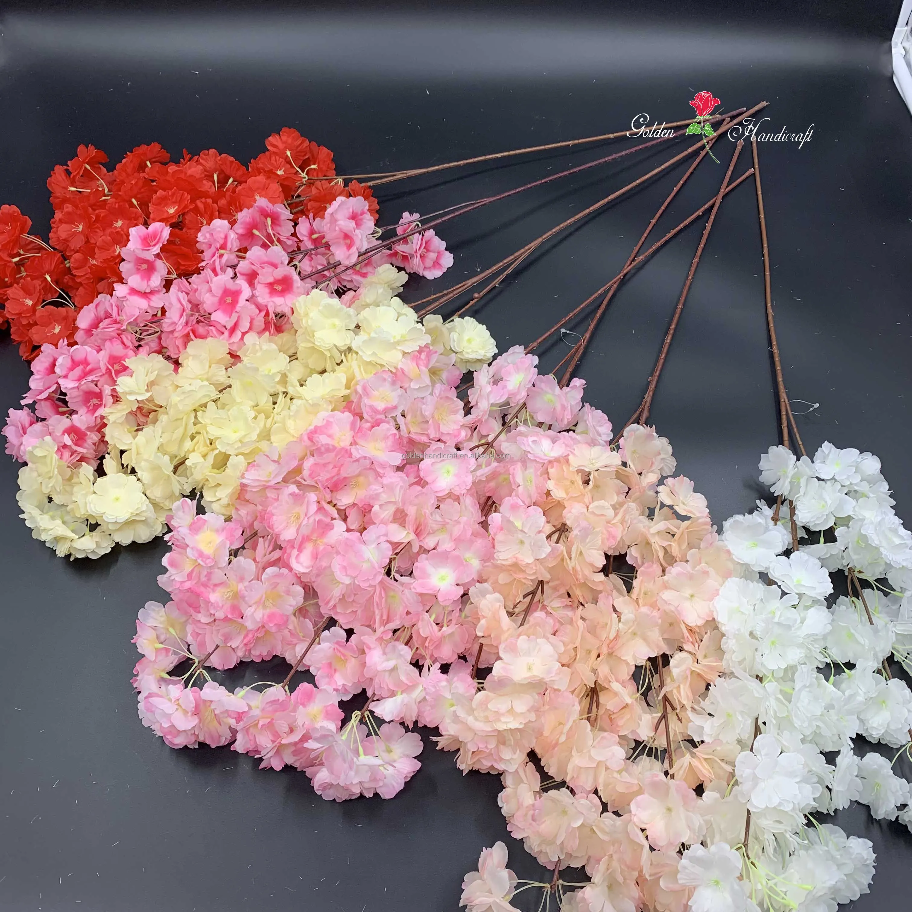 Qslhsy0319 Wholesale Artificial Flower Cherry Blossom Flower Leaves