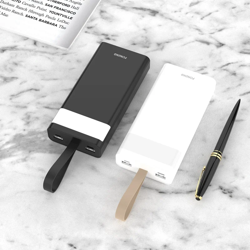 FONENG High Quality Dual Output 20000mAh Polymer Battery Portable Outdoor Power Bank with LED Light 20000mAh Power Bank