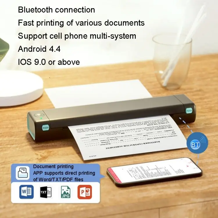 Phomemo M08F Thermal Label Printer Portable Wireless Wifi  A4 Thermal Printer Absorbent Paper for Office Clothes Tag
