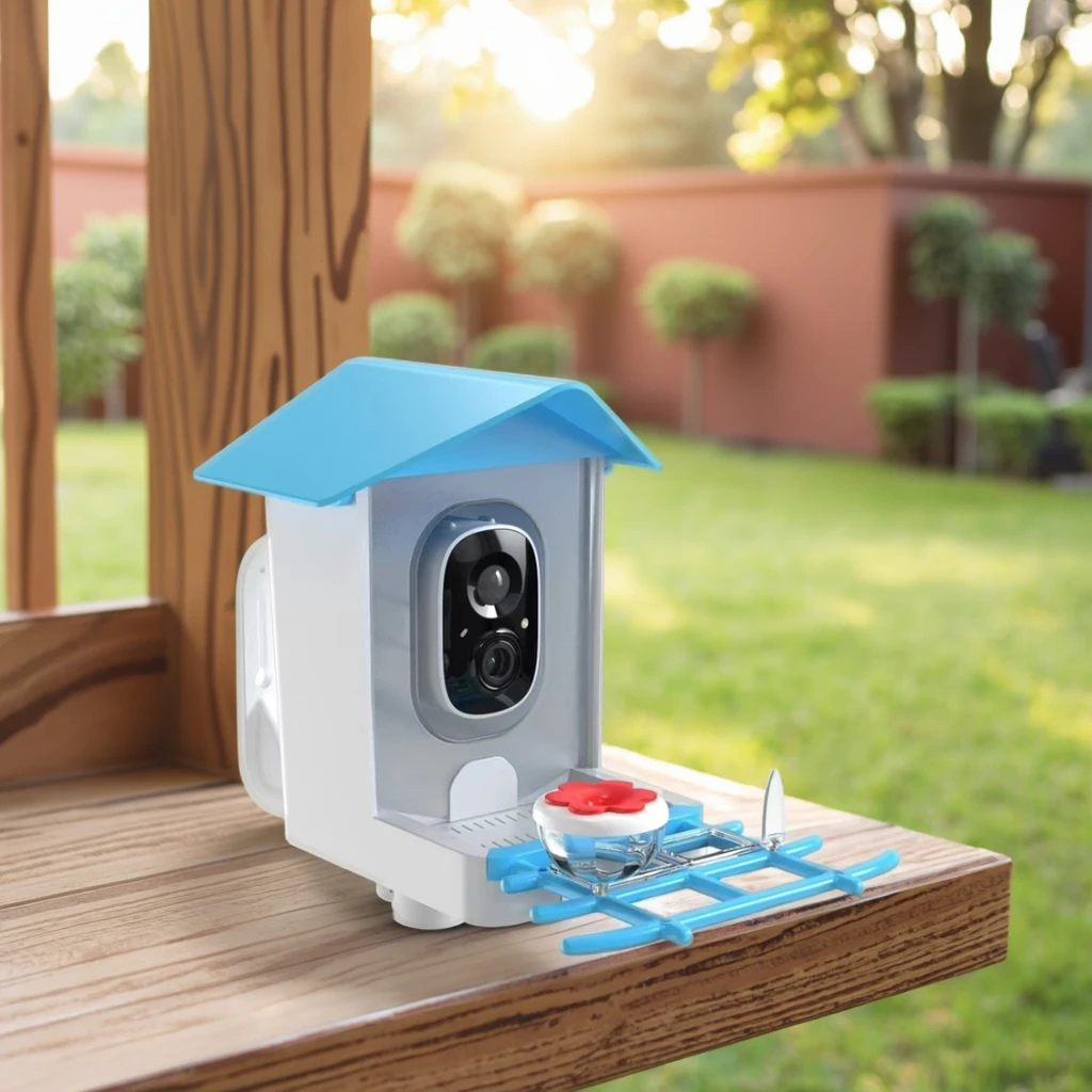 1080P Intelligent Bird Watching Feeding Camera Wide-Angle Solar Powered Battery PTZ Features Remote Viewing APP SD Card Storage