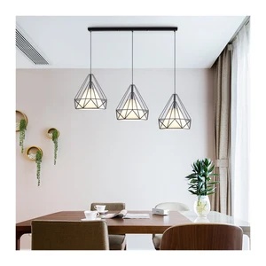 JACKSUN Industrial Farmhouse Black Small Metal Cage Pendant Light Kitchen Island Hanging Lamp with Adjustable Cord