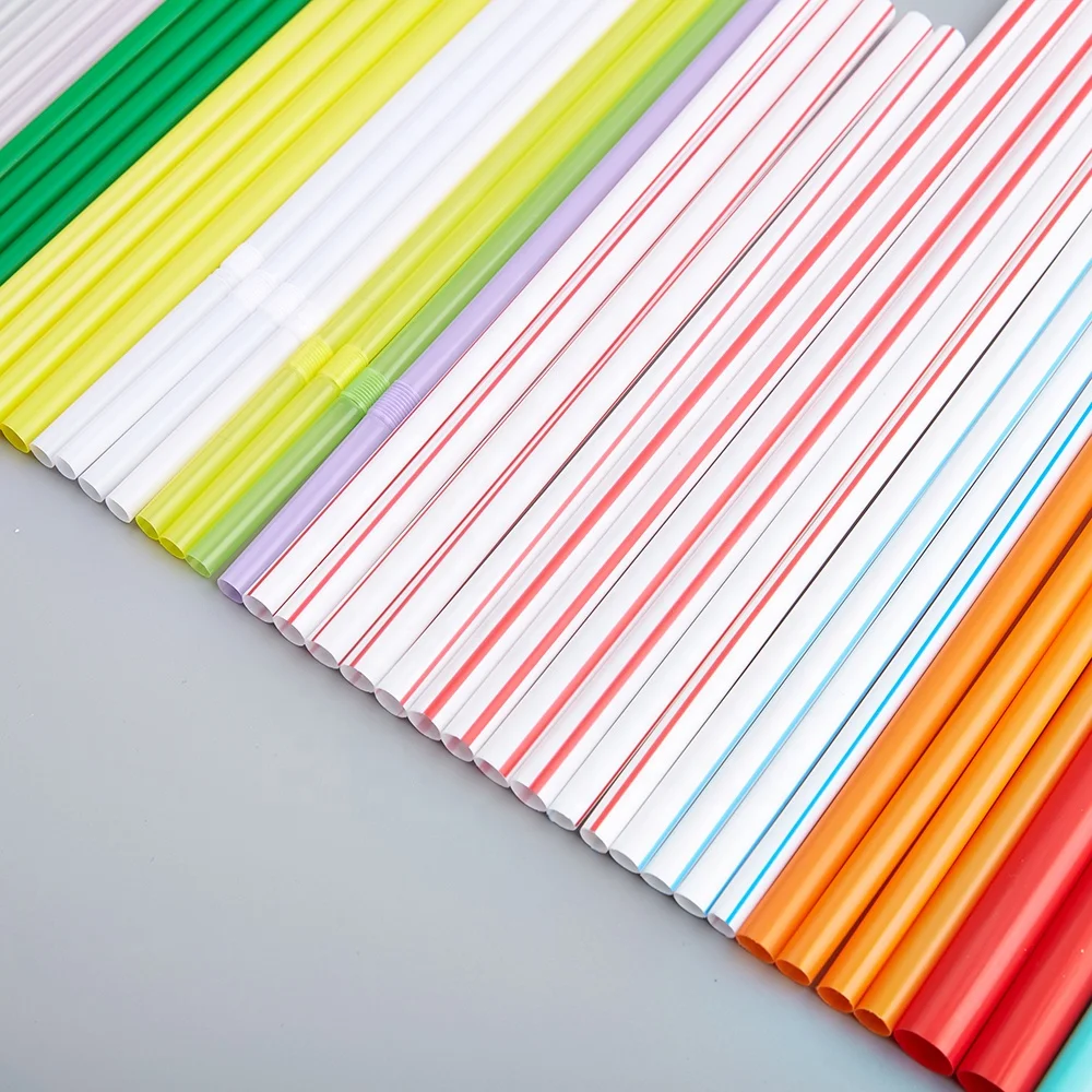 Individually Wrapped Telescope pp Smoothie Straw Jugo  Plastic Neon Colored Flex Drinking Disposable Straw