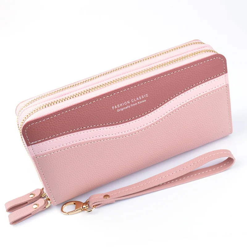 2023 Pu Leather Long Wallet Ladies Clutch Purse Large Capacity Double Zipper  Mobile Phone Wallet For Women - Buy Leather Long Wallet Women,Mobile Phone  Clutch Purse,Women Large Capacity Wallet Product on 