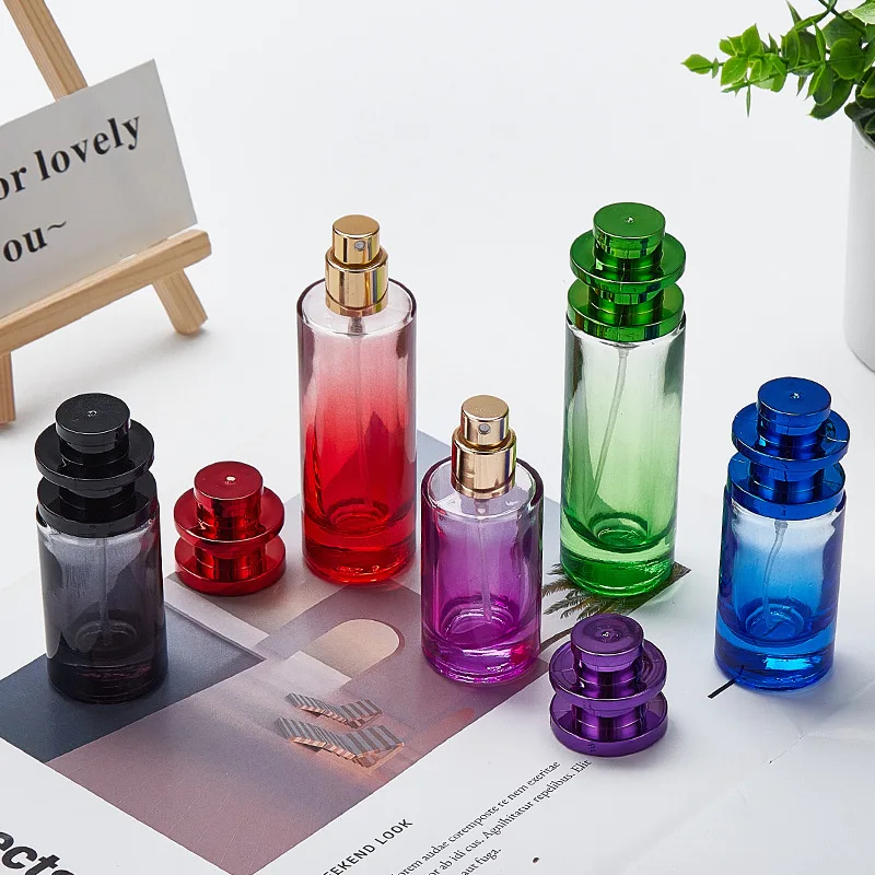 Luxury Portable 20ml/30ml Gradient Glass Perfume Bottle with Screen Printing and Pump Spreayer