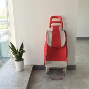 Wholesale Supermarket Lightweight Portable Travel Folding Trolley Cart Luggage Shopping Trolley Bag