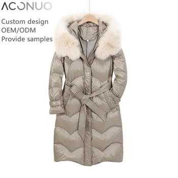 YAJIANUO Customized Color Women's Fur hooded Coat Slim Stylish Lightweight Jacket Woman Winter Long Down Jacket For Ladies