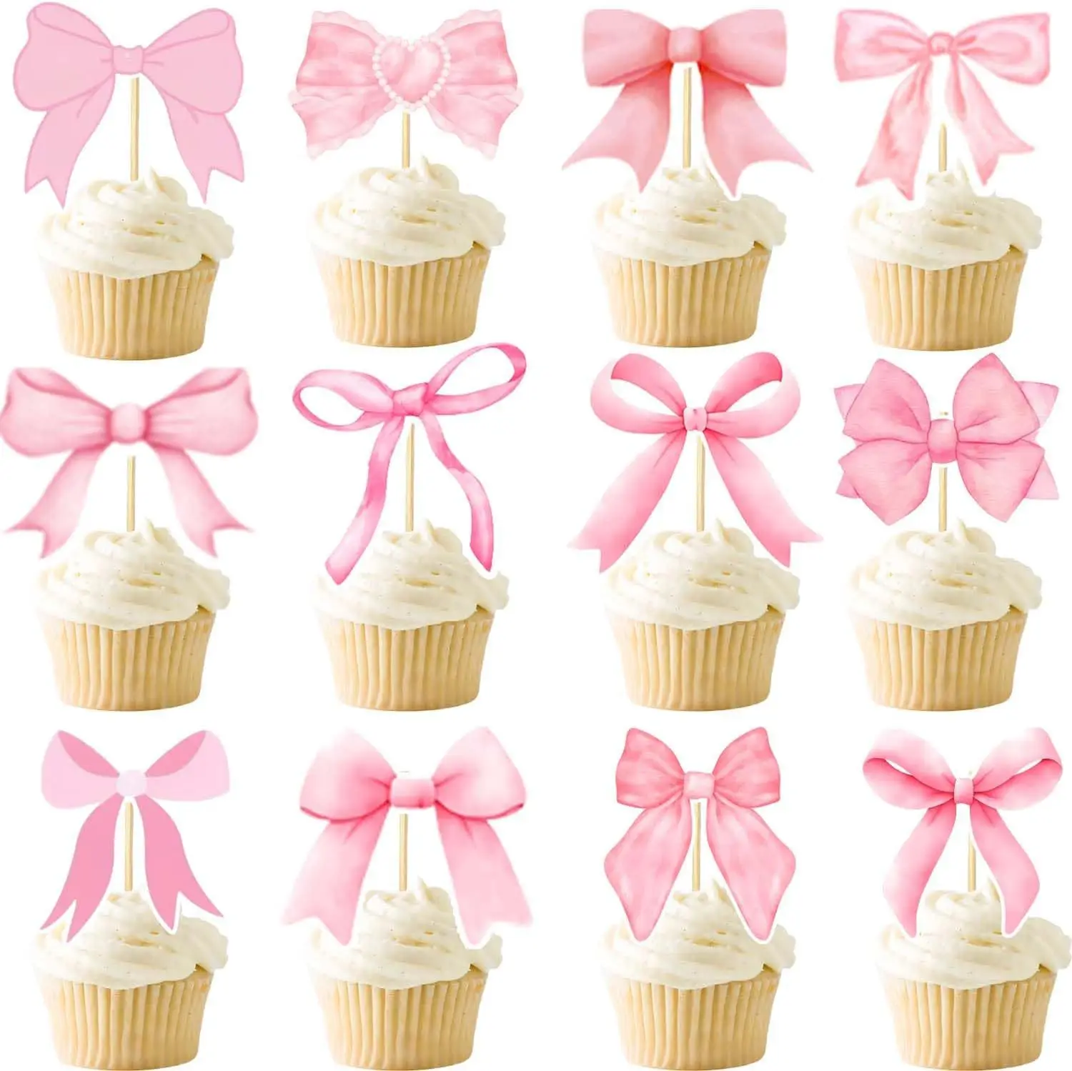 24 Stück Lila Schleifen-Cupcake-Deko – Süße Tortenaufleger Für Geburtstag, Bridal Shower & Babyparty – Fertig Zum Aufstecken