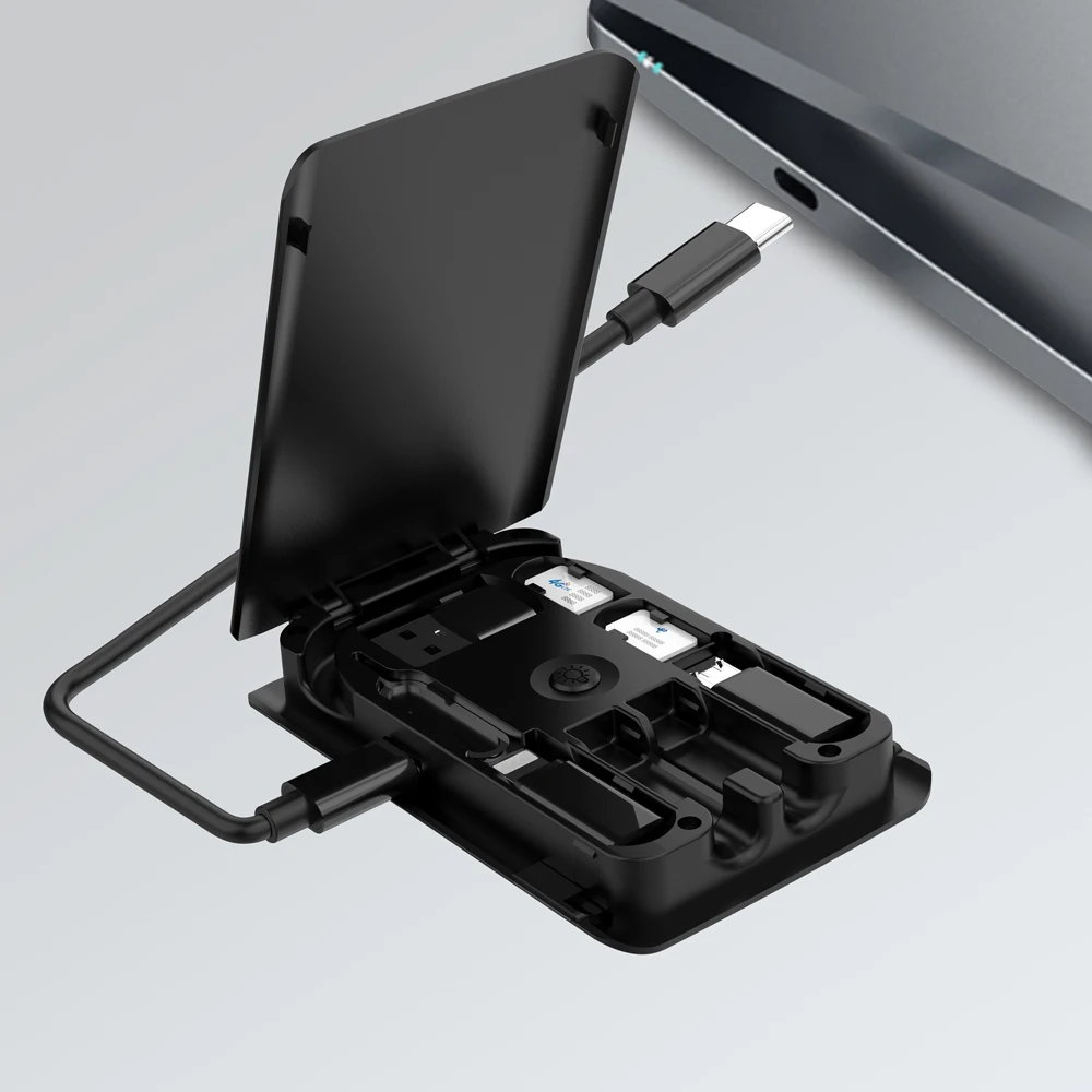 
Многофункциональная карта для выживания в городе с портативным беспроводным зарядным устройством 5 Вт и шестью usb-кабелями 6 в 1 в коробке для передачи данных 