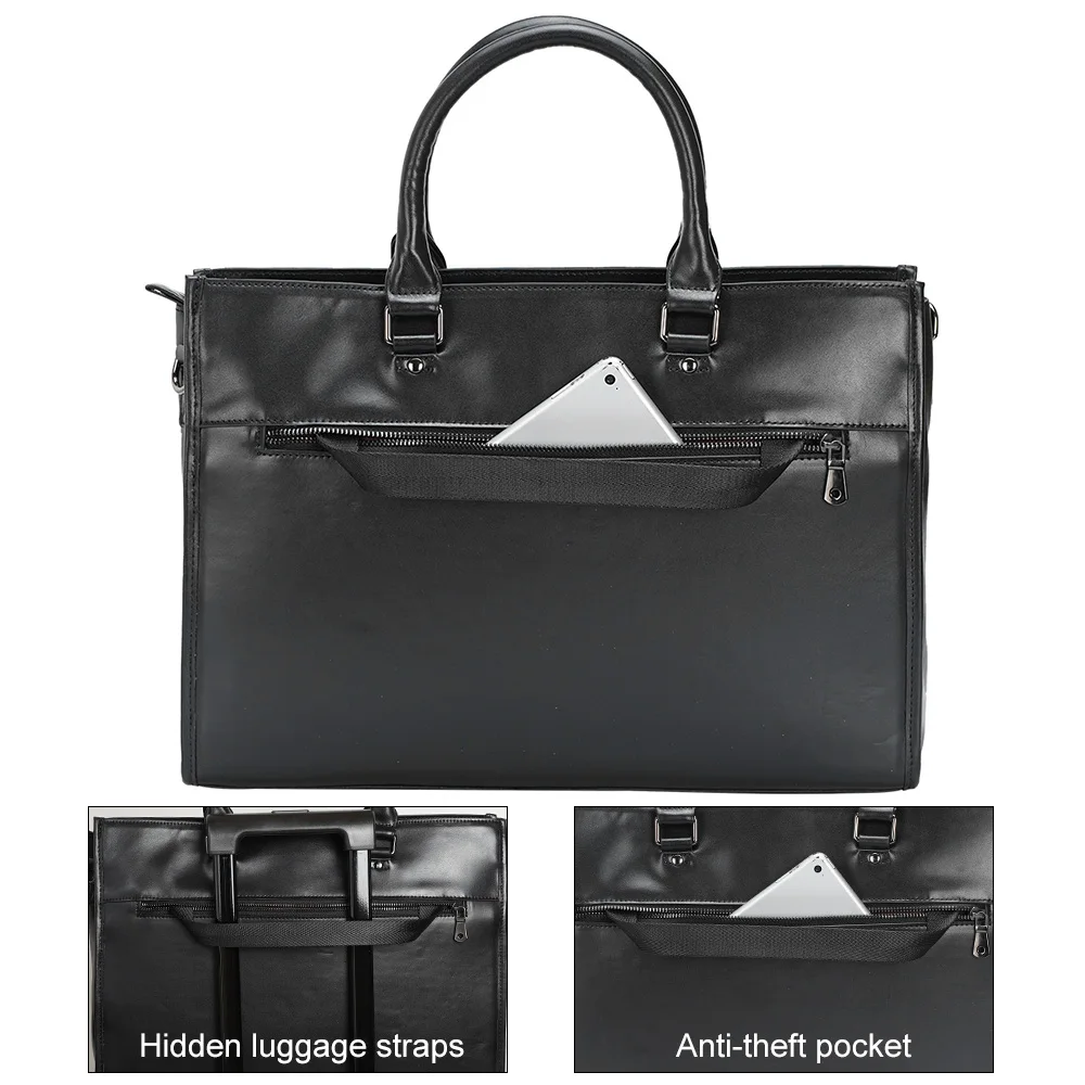 High End Men Briefcase Luggage Brands Business Leather Shoulder Bag Custom Printed Logo Office Leather Briefcase for Men