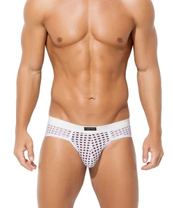 Custom Quick Dry Breathable Mesh Briefs Nylon Spandex Fishnet Transparent Mens Sexy Underwear Briefs for Men