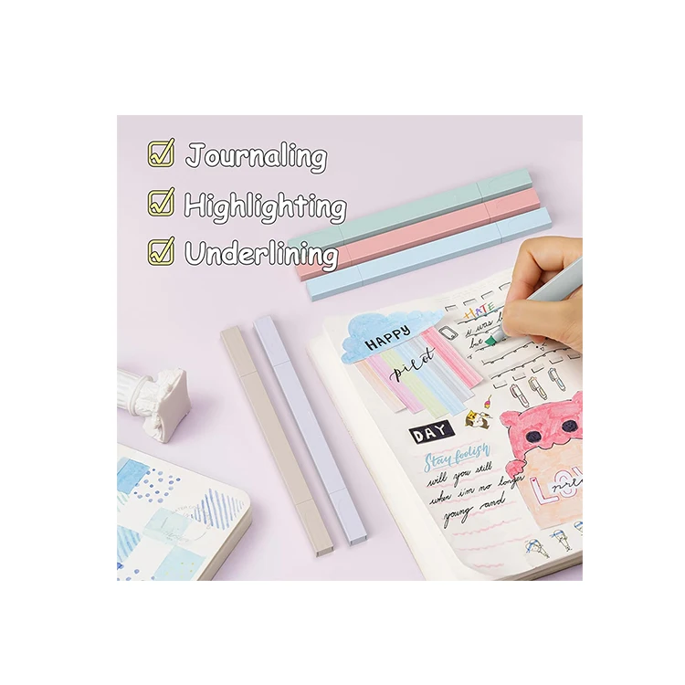 Zhejiang Manufacturer Oem New Design No Bleed Colored Dual Tip Bible Highlighter Marker Pen Set Kawaii Text Markers for