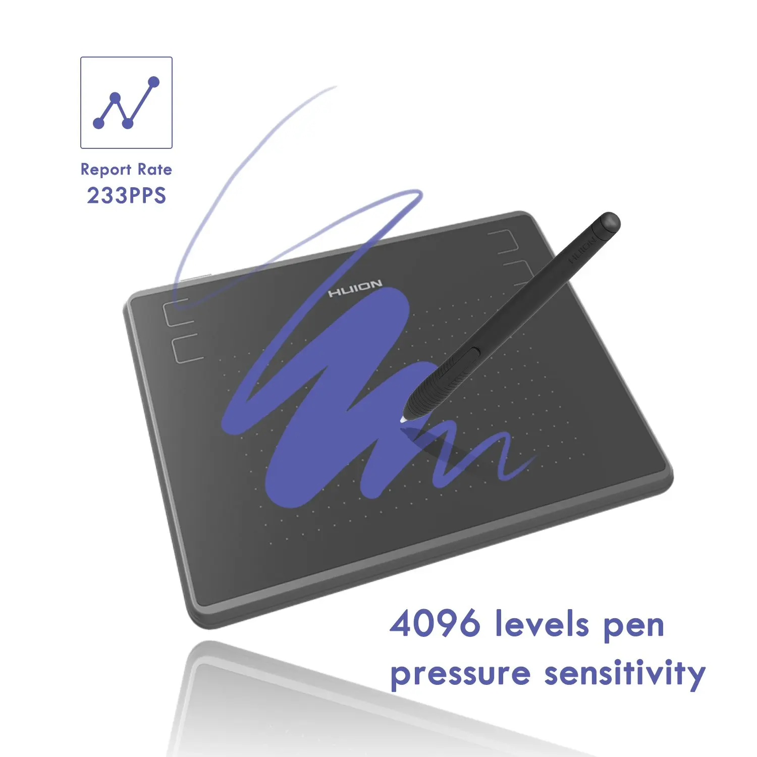 Huion H430P Pen Tablet 4096 Pressure Levels Keys