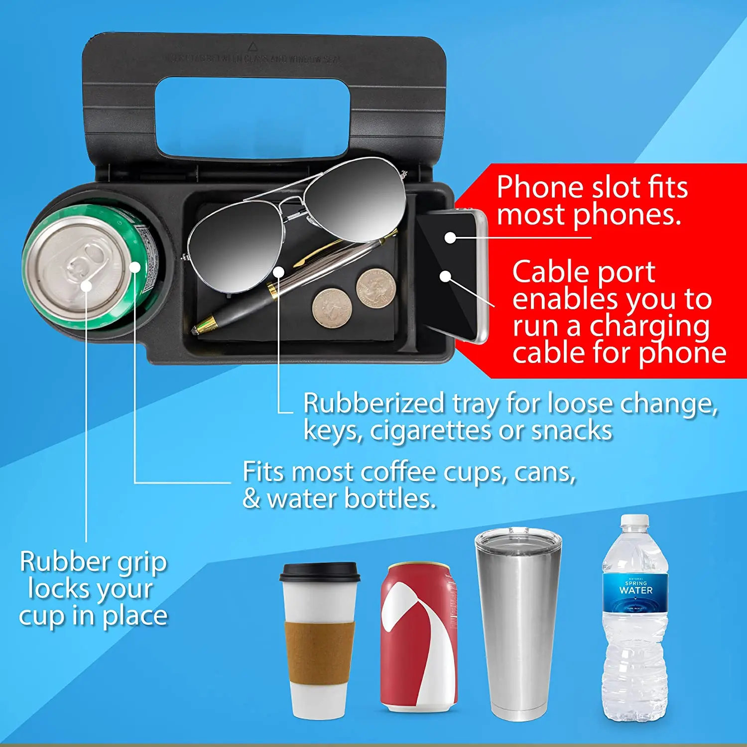 3 In 1 Window Mount Car Tray Cup Holder Phone Holder Multipurpose Car