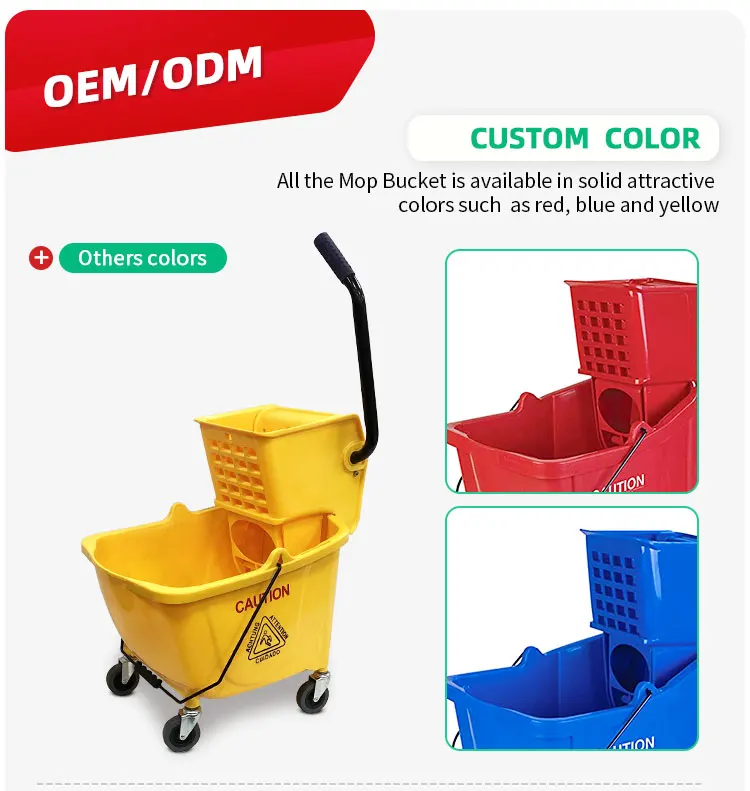 Commercial Floor Hygiene Solution Janitorial Cleaning Cart Squeeze Water Bucket Wringer Mop Trolley manufacture