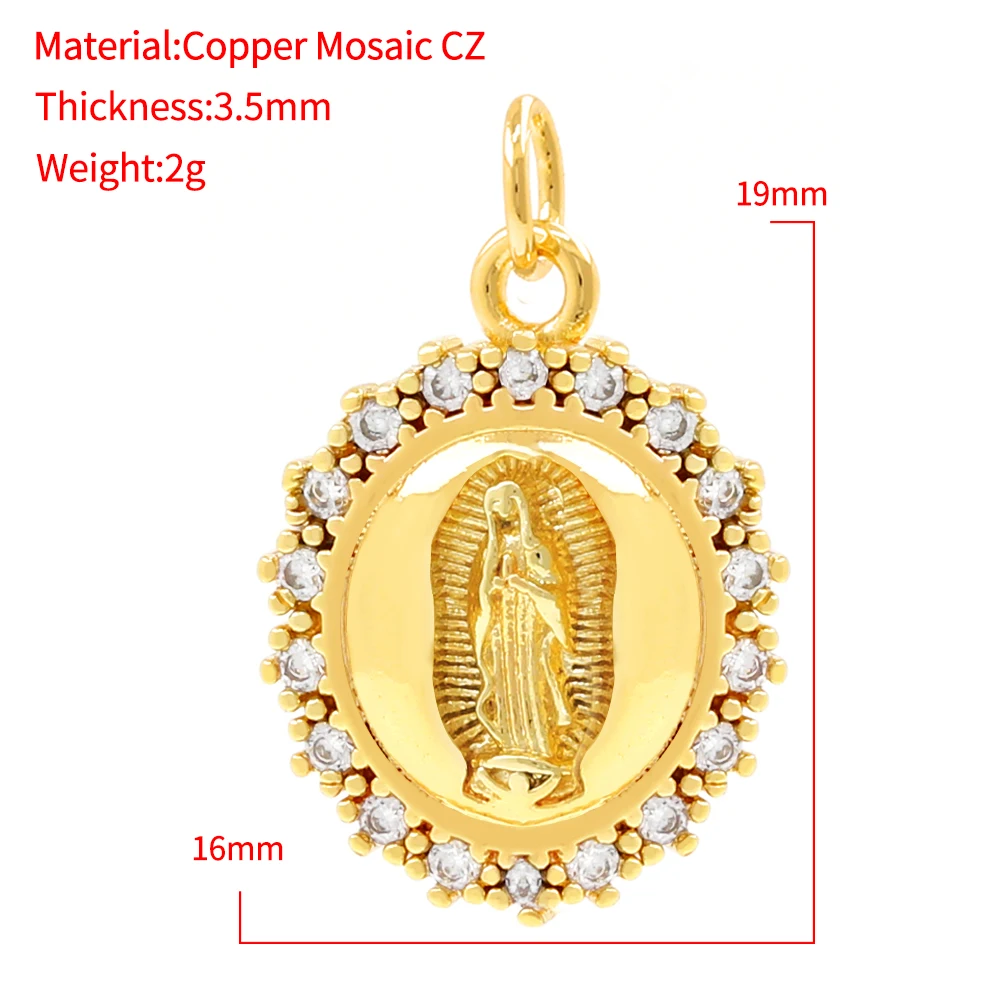 Dainty 24k Gold Plated Virgin Mary Pendant - Micro Pave Cubic Zircon