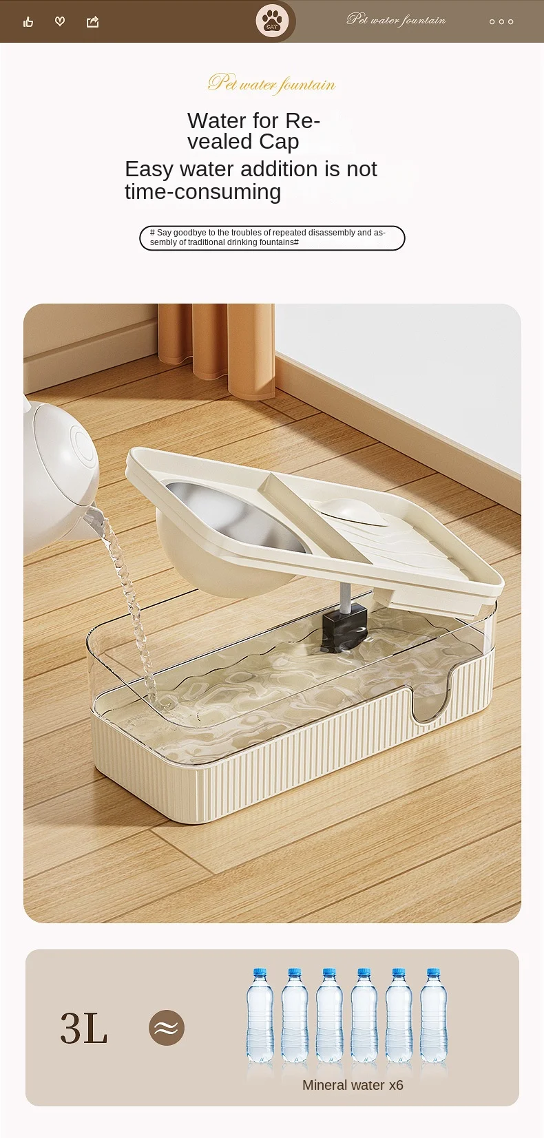 Cat Feeding and Drinking Machine Automatic Filtration Cycle Large Capacity Drinker Stainless Steel Food Bowl Pet Supplies factory