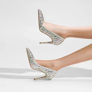 Customizable Logo Women's Pointed Toe Pumps Bridal Shoes Wedding Shoes for Ladies Stiletto Heels