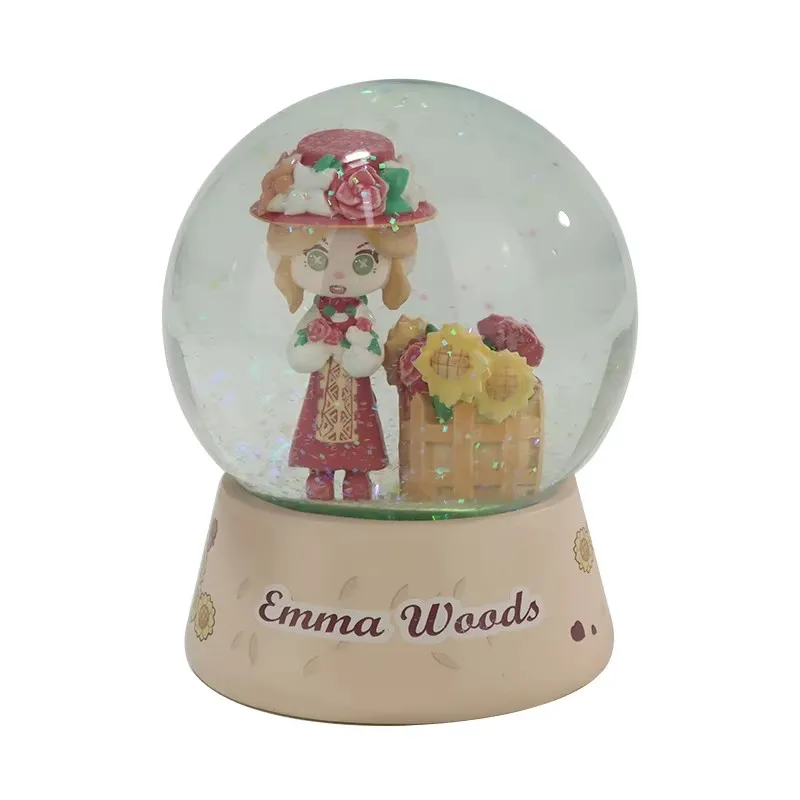Sanat Özel Şirin Çizgi Film Kız Figürü ve Çiçek Modeli Kar Küresi Reçine El Sanatı Hediyeler Anı Eşyası Ev Dekorasyonu Boyama Süsleri