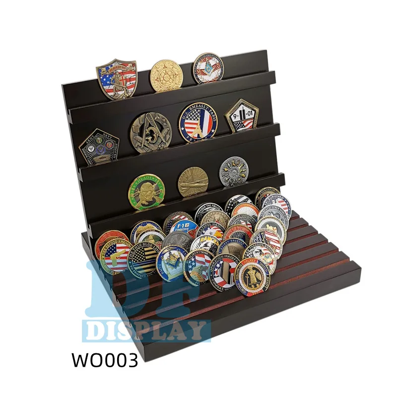 Wo003 Challenge Coin Display Case Military Coin Holder Stand Wooden