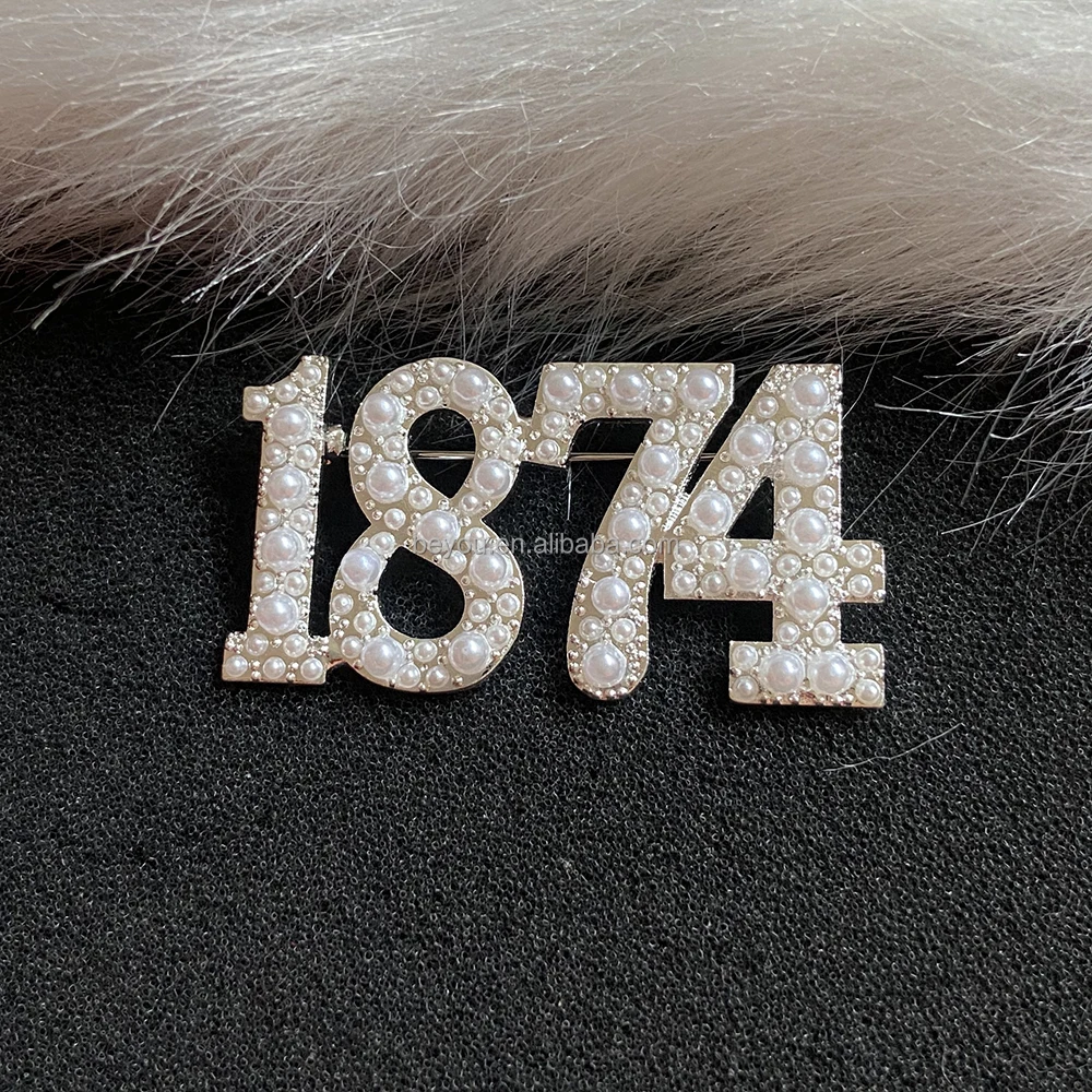 Personalized Greek Sisters Digital Brooch 1935 Pearl Brooch Wholesale