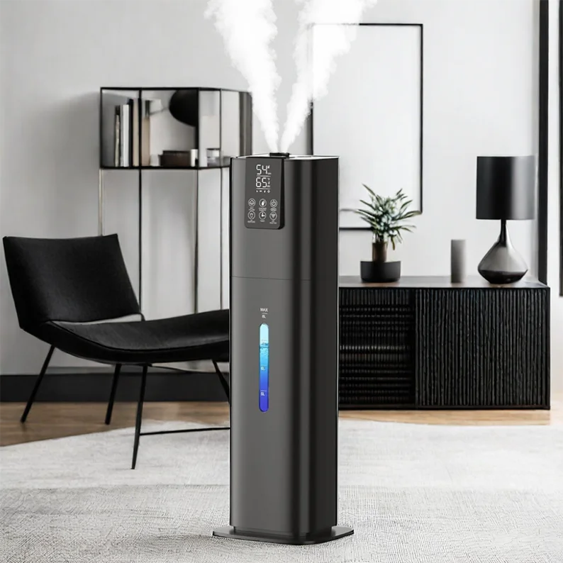 RUNAL H786 8L Smart Ultrasonic Air Humidifier Large Capacity Electric Tower Room Rotating H2O White Black AC Power Aromatherapy