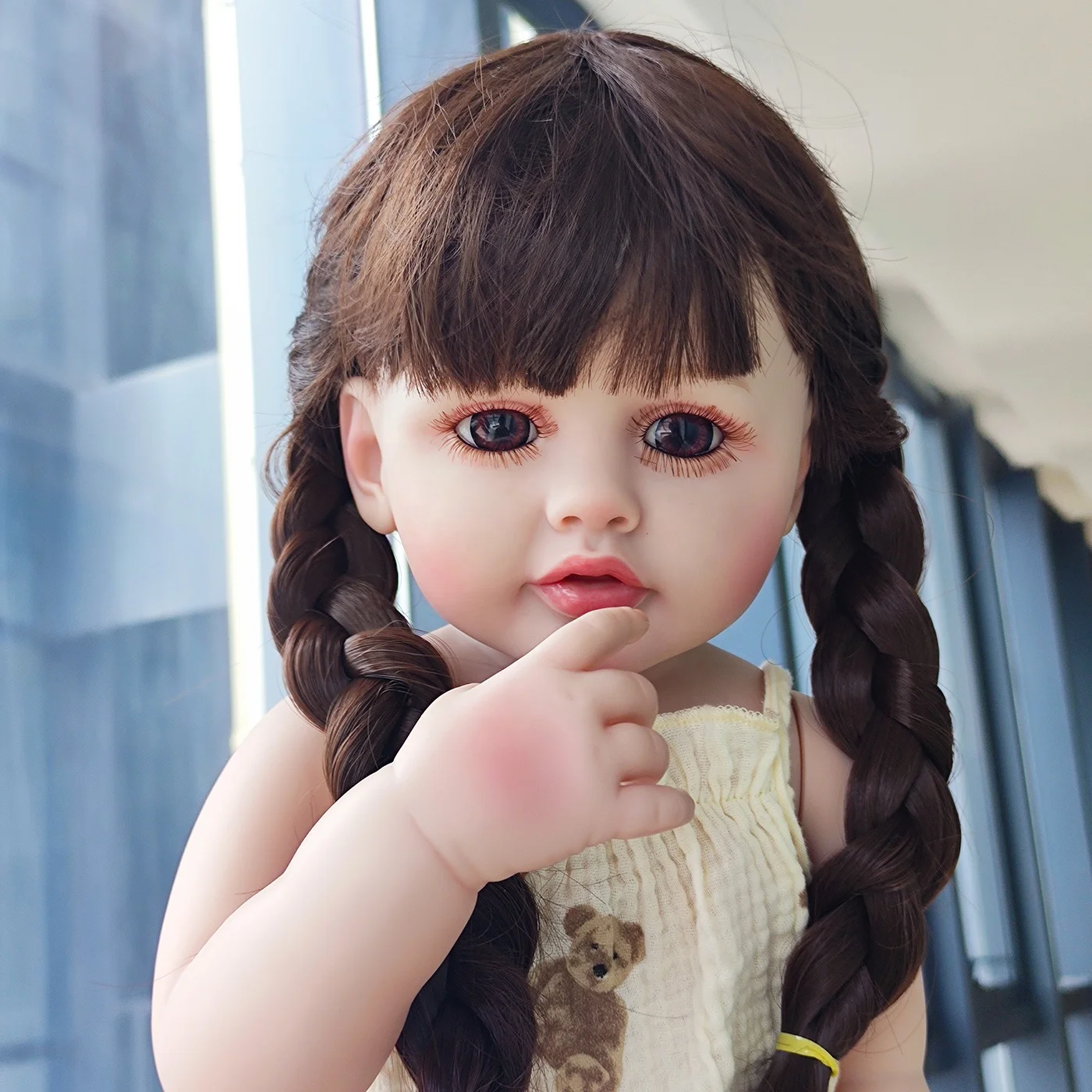 Exquisite Vinyl Newborn Simulated Vinyl Simulation Doll Set South African 22 Inches Black Reborn Dolls