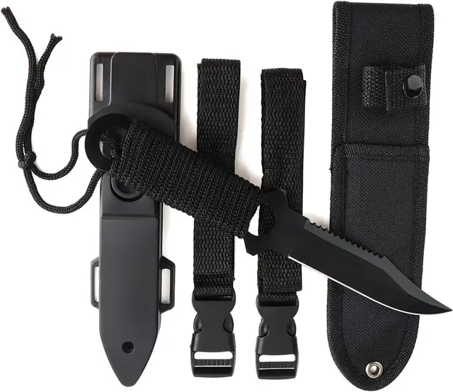 Scuba Diving Knife with Leg Straps & Sheath, Razor Sharp - Lightweight Diving Equipment for Spearfishing, Snorkeling, Hunting
