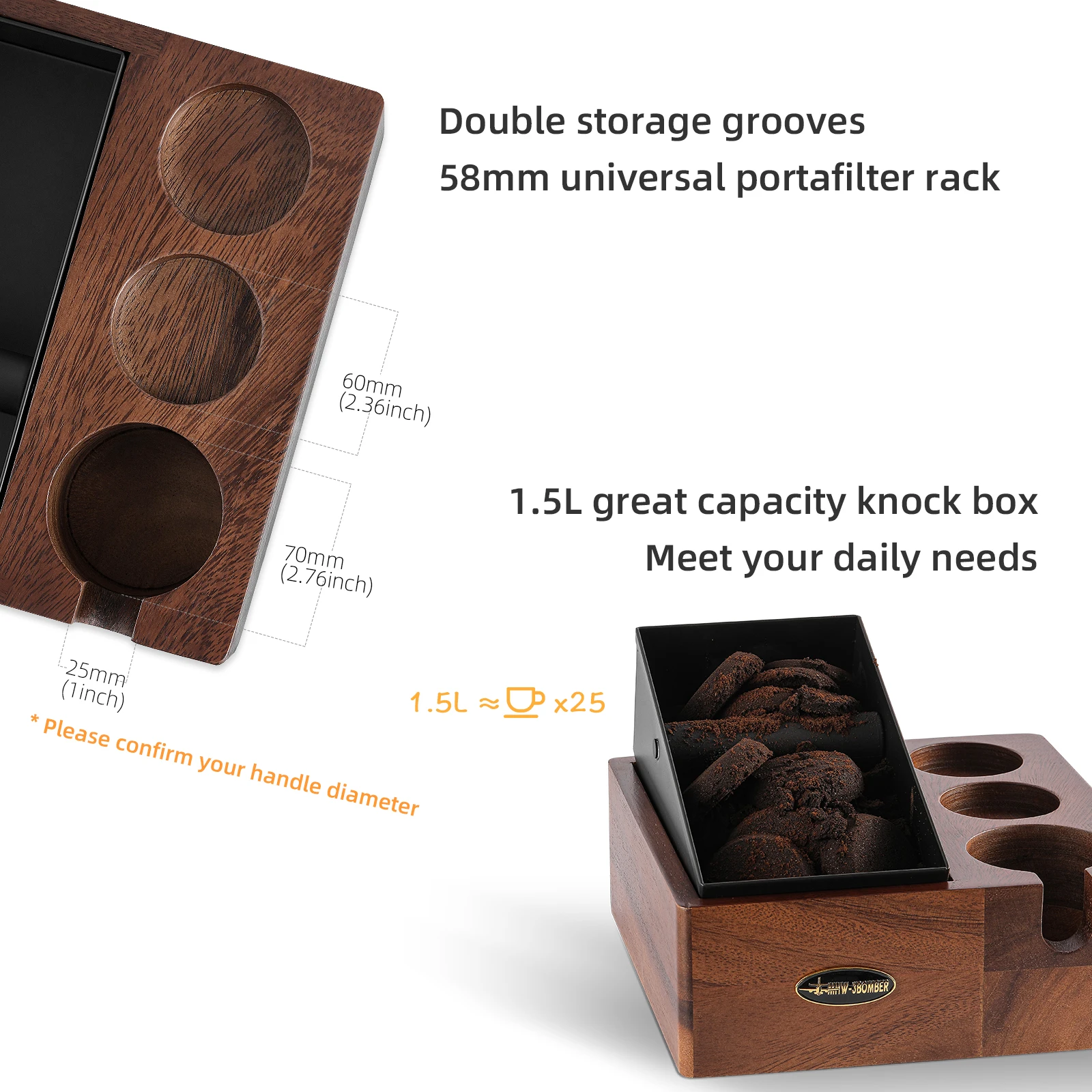 Детонационная коробка для эспрессо 51/53/54 мм тампонговая станция кофейная детонационная деревянная 4 в 1 ореховая