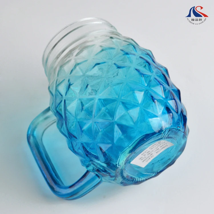 Blue Pineapple Shaped Mason Jar Tumbler