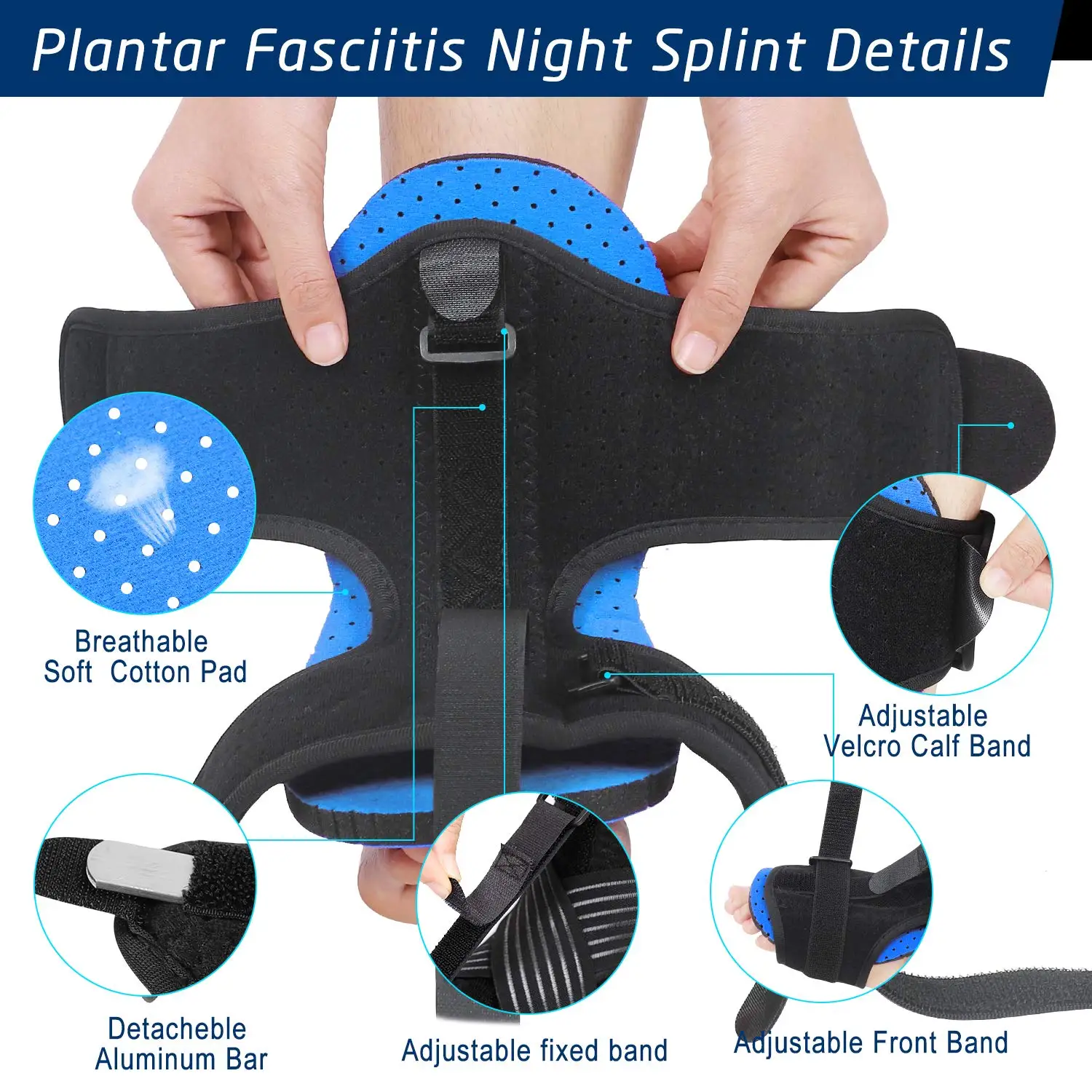 Ble Foot Ankle Brace Dorsal Orthosis Night Splint For Plantar Fasciitis ...