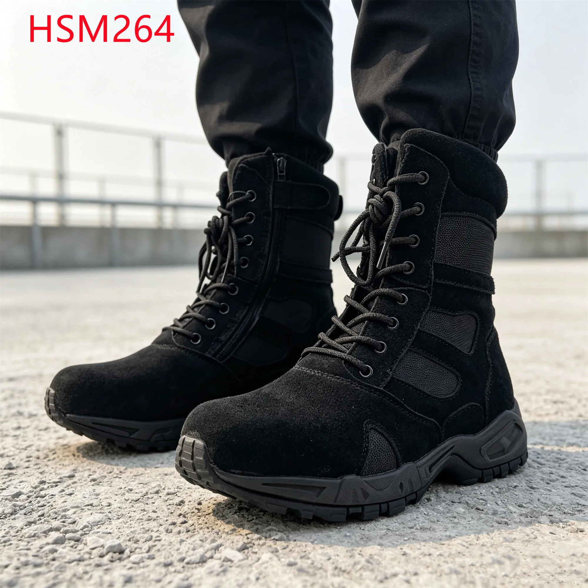 LXG,Wild Jungle Embossed Pattern Leather Hua Singh Combat Boots Anti-impact EVA+rubber Outsole Leather Tactical Boots HSM264
