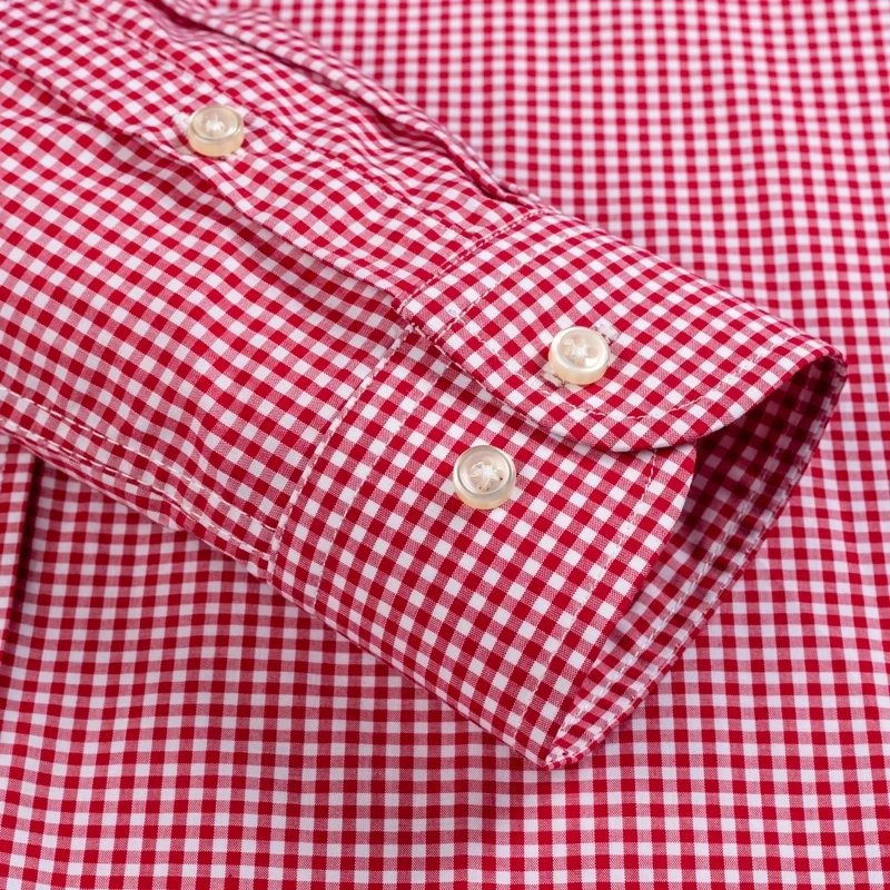 Camicie rosse casual a maniche lunghe Camicia in cotone scozzese fantasia da uomo909_voghion.com