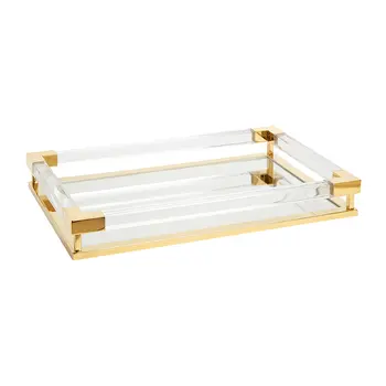 Small Acrylic Tray with Gold Handle