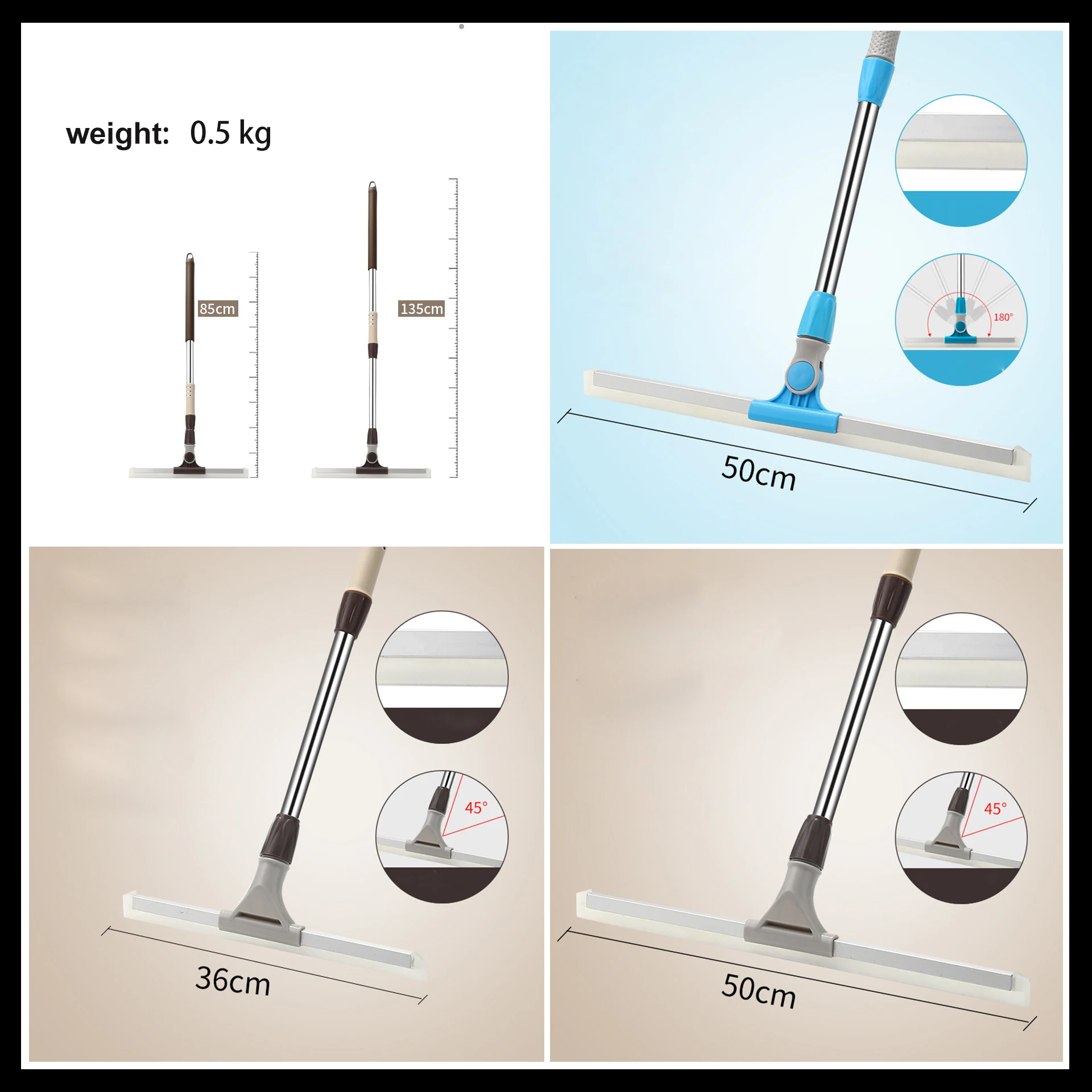 BBA189 Rotatable Clean Convenience Silicone Multifunctional Broom Wiper Mop Bathroom Window Home Floor Wiper