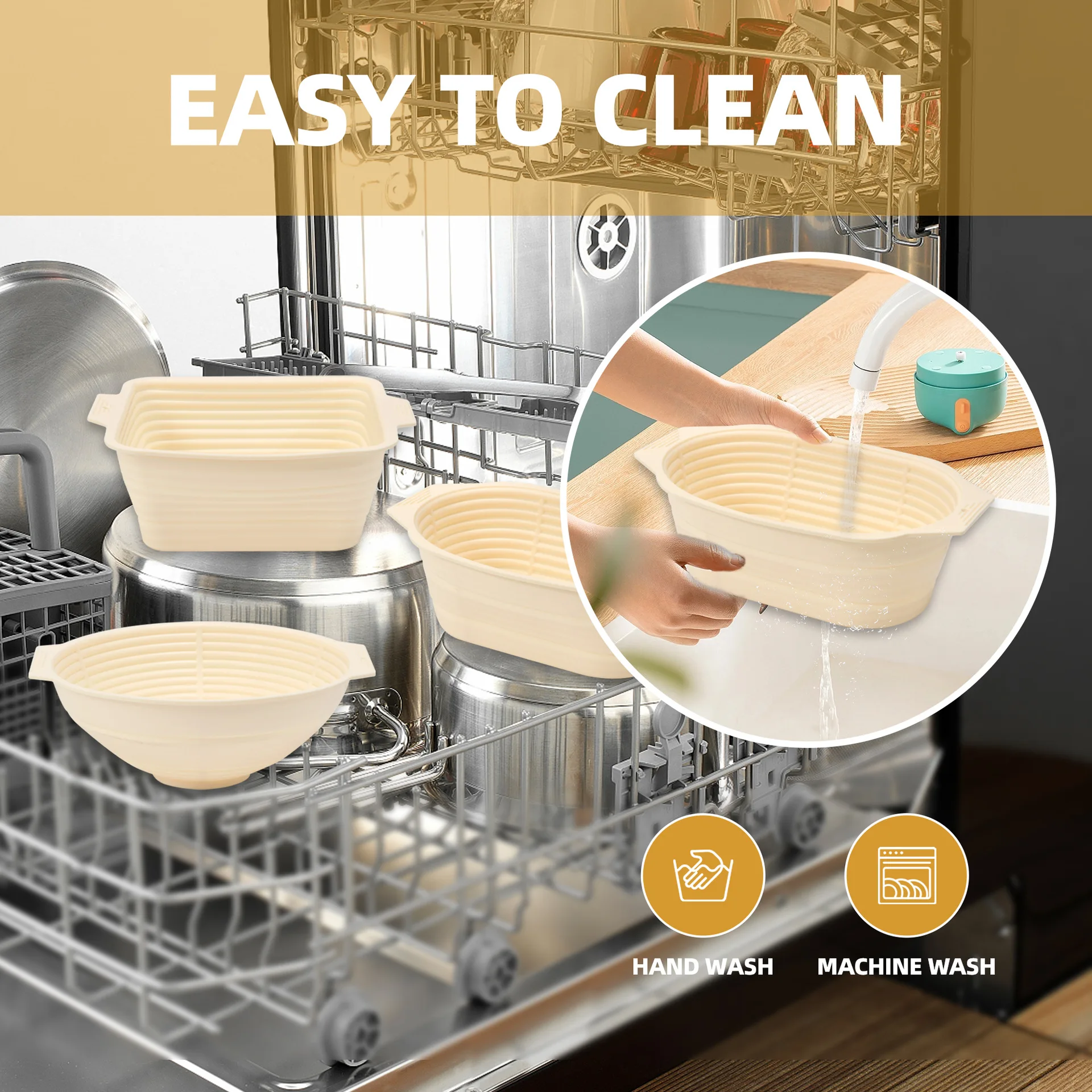 High-Temperature Resistant Silicone Large Capacity Bread Dish Foldable Oven-Baking Dough Bowl Household Baking Dishes Pans manufacture