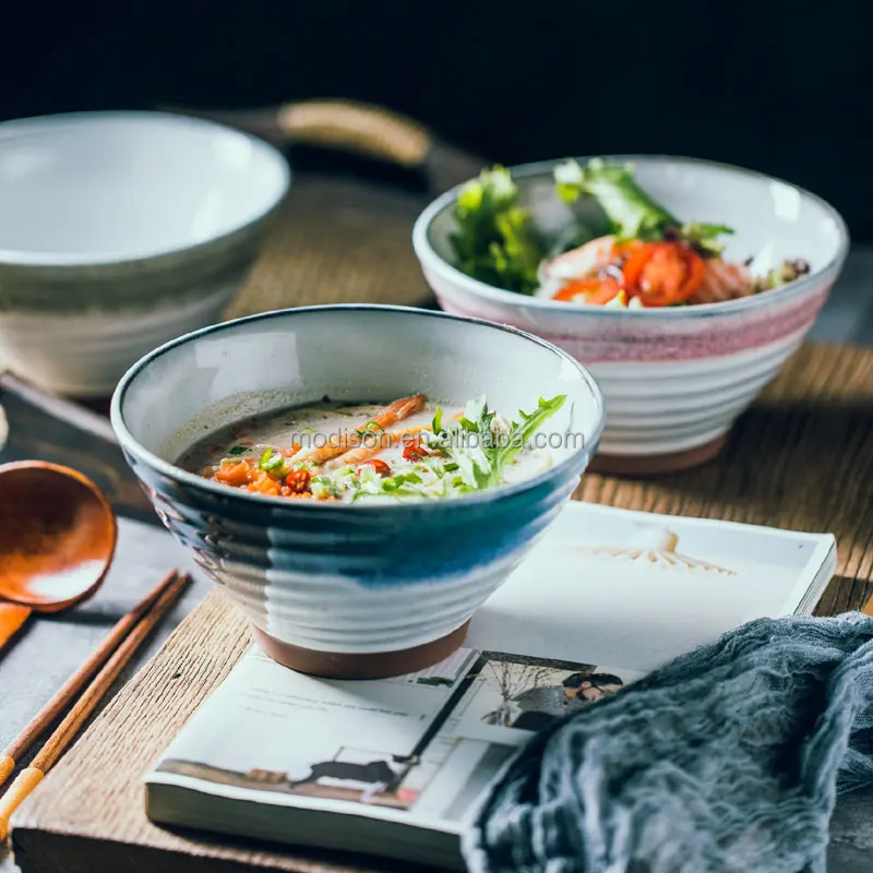 Factory Japanese Ramen Home Rice Noodle Deep Bowl Retro Porcelain Tableware