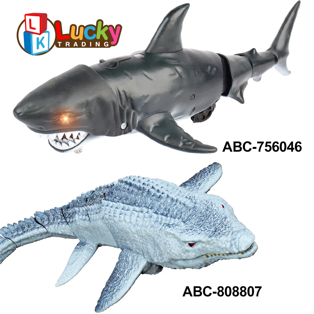 Luckytoys Remote Control Mosasaurus Shark Pool Toys with Rechargeable Battery Remote Control Dinosaur Toys for Kids